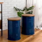 2er-Set 48 cm hoher Beistelltisch-Aufbewahrungshocker im Landhausstil