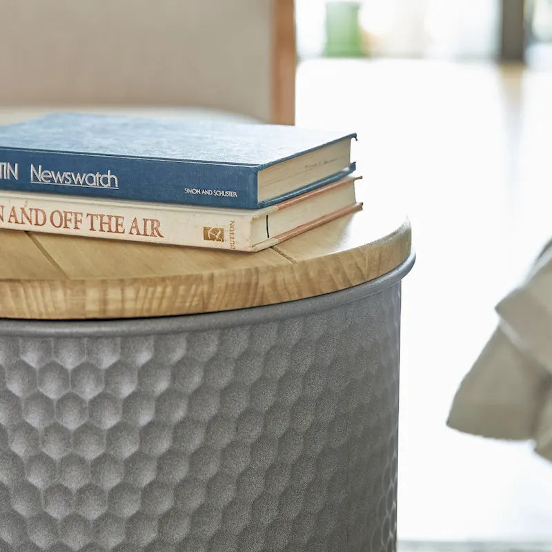 2er-Set 48 cm hoher Beistelltisch-Aufbewahrungshocker im Landhausstil