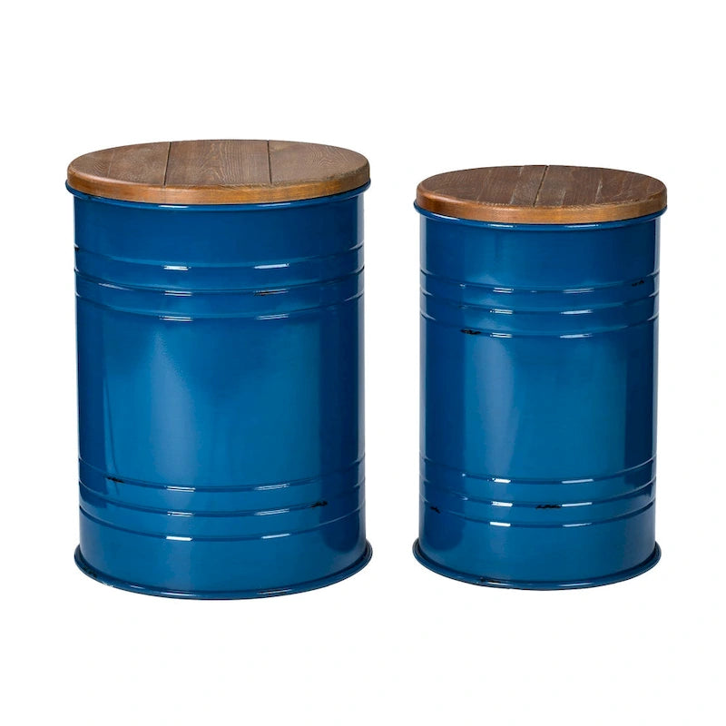 2er-Set 48 cm hoher Beistelltisch-Aufbewahrungshocker im Landhausstil