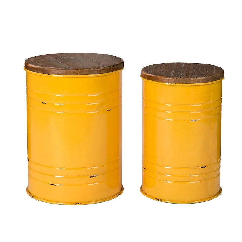 2er-Set 48 cm hoher Beistelltisch-Aufbewahrungshocker im Landhausstil