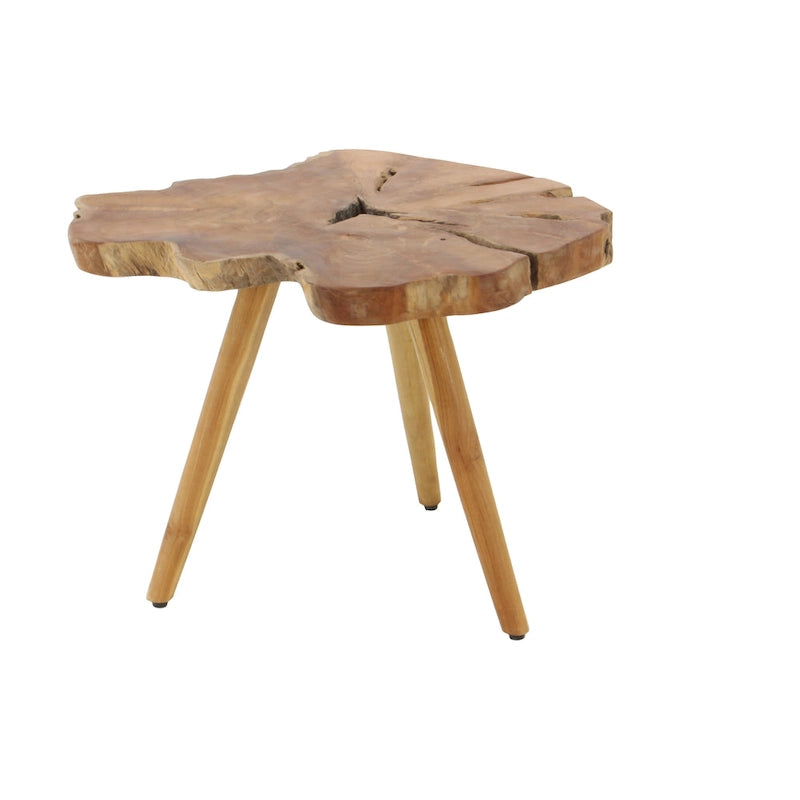 Akazienholz handgemachter Beistelltisch mit Baumkante und Dreibeinfüßen – Braun – 25B x 27L x 20H