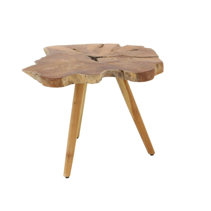 Akazienholz handgemachter Beistelltisch mit Baumkante und Dreibeinfüßen – Braun – 25B x 27L x 20H