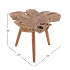 Akazienholz handgemachter Beistelltisch mit Baumkante und Dreibeinfüßen – Braun – 25B x 27L x 20H
