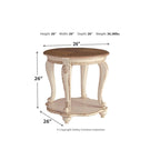 Beistelltisch – Weiß/Braun – 66 B x 66 T x 65,7 H
