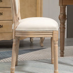 Französische Esszimmerstühle, Armlose Beistellstühle mit Leinenbezug, 2er-Set