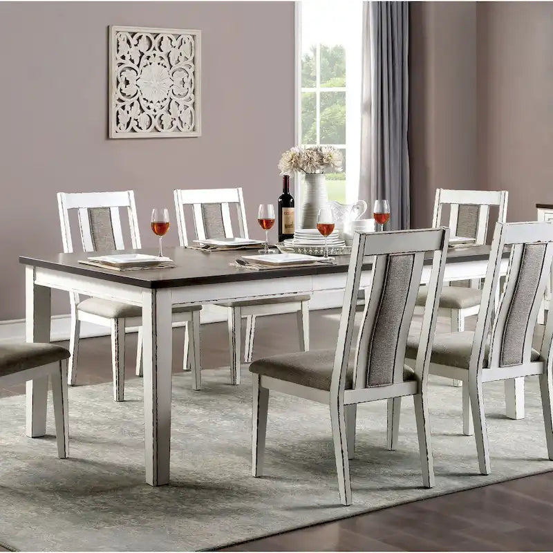 Furniture of America Abeje Rustic White 78-inch Expandable Dining Table