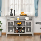 Sideboard Bauernhaus-Stil Buffet Schrank, Kaffeebar-Schrank mit Ablageflächen, Küchenschrank mit 2 gerahmten Glastüren