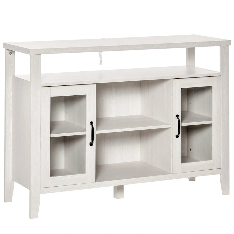 Sideboard Bauernhaus-Stil Buffet Schrank, Kaffeebar-Schrank mit Ablageflächen, Küchenschrank mit 2 gerahmten Glastüren