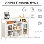 Sideboard Bauernhaus-Stil Buffet Schrank, Kaffeebar-Schrank mit Ablageflächen, Küchenschrank mit 2 gerahmten Glastüren