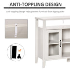 Sideboard Bauernhaus-Stil Buffet Schrank, Kaffeebar-Schrank mit Ablageflächen, Küchenschrank mit 2 gerahmten Glastüren