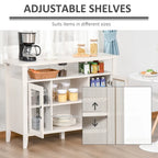 Sideboard Bauernhaus-Stil Buffet Schrank, Kaffeebar-Schrank mit Ablageflächen, Küchenschrank mit 2 gerahmten Glastüren
