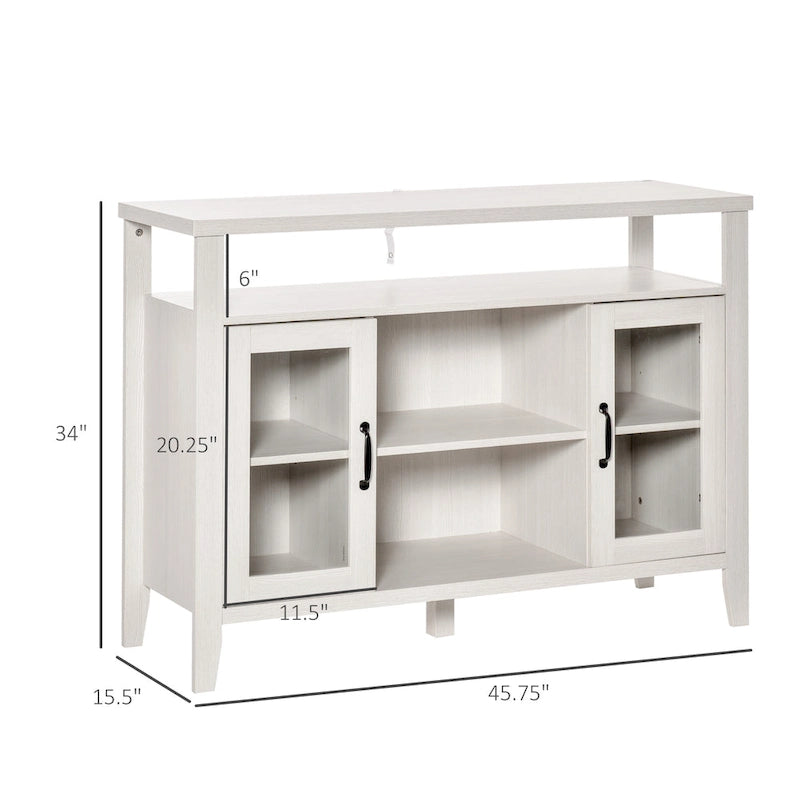 Sideboard Bauernhaus-Stil Buffet Schrank, Kaffeebar-Schrank mit Ablageflächen, Küchenschrank mit 2 gerahmten Glastüren