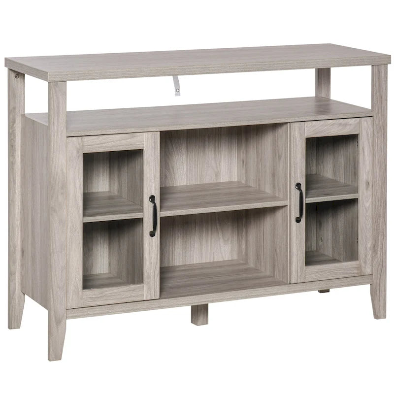 Sideboard Bauernhaus-Stil Buffet Schrank, Kaffeebar-Schrank mit Ablageflächen, Küchenschrank mit 2 gerahmten Glastüren