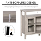 Sideboard Bauernhaus-Stil Buffet Schrank, Kaffeebar-Schrank mit Ablageflächen, Küchenschrank mit 2 gerahmten Glastüren