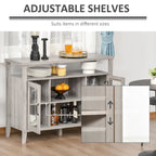 Sideboard Bauernhaus-Stil Buffet Schrank, Kaffeebar-Schrank mit Ablageflächen, Küchenschrank mit 2 gerahmten Glastüren