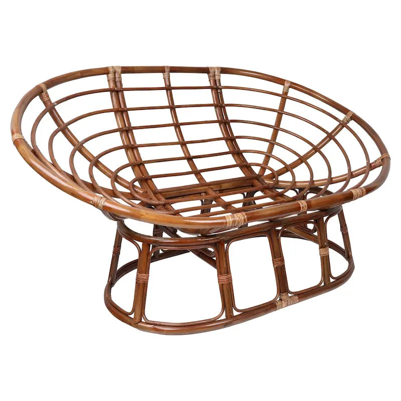 Doppelter Papasan-Rattansessel mit wetterfestem Kissen