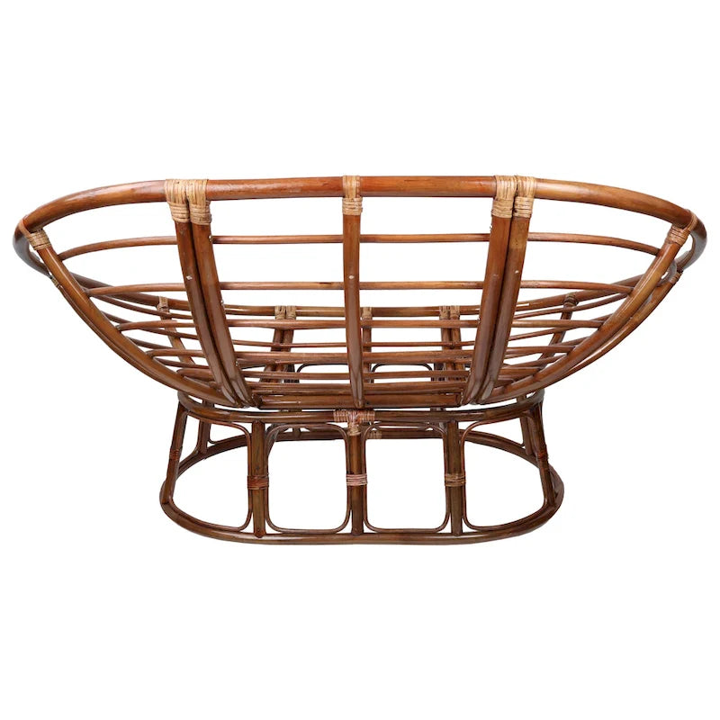 Doppelter Papasan-Rattansessel mit wetterfestem Kissen