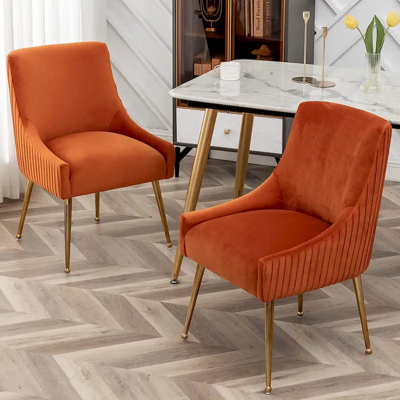 Moderner Glam Bouclé-Stuhl mit Plissee-Samtbezug für Esszimmer oder Schminktisch, 2er-Set mit Rückenlehne