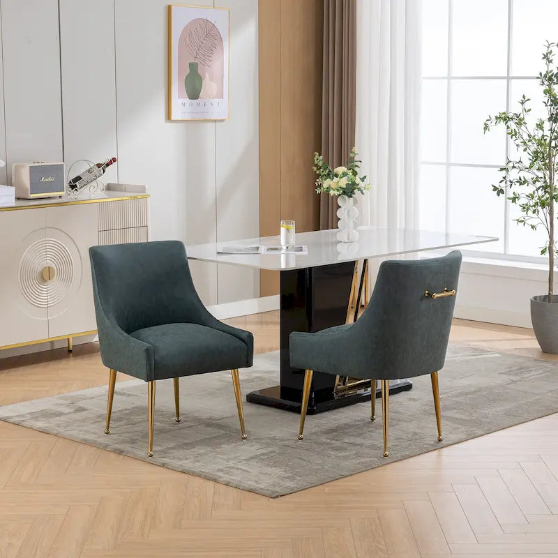 Moderner Glam Bouclé-Stuhl mit Plissee-Samtbezug für Esszimmer oder Schminktisch, 2er-Set mit Rückenlehne