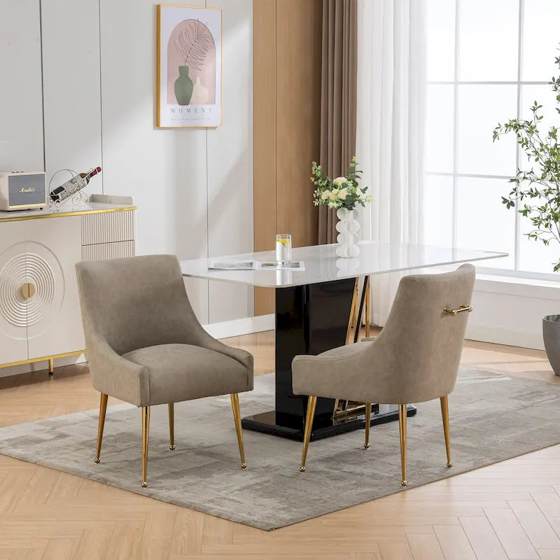 Moderner Glam Bouclé-Stuhl mit Plissee-Samtbezug für Esszimmer oder Schminktisch, 2er-Set mit Rückenlehne
