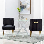Moderner Glam Bouclé-Stuhl mit Plissee-Samtbezug für Esszimmer oder Schminktisch, 2er-Set mit Rückenlehne