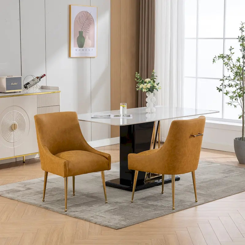 Moderner Glam Bouclé-Stuhl mit Plissee-Samtbezug für Esszimmer oder Schminktisch, 2er-Set mit Rückenlehne