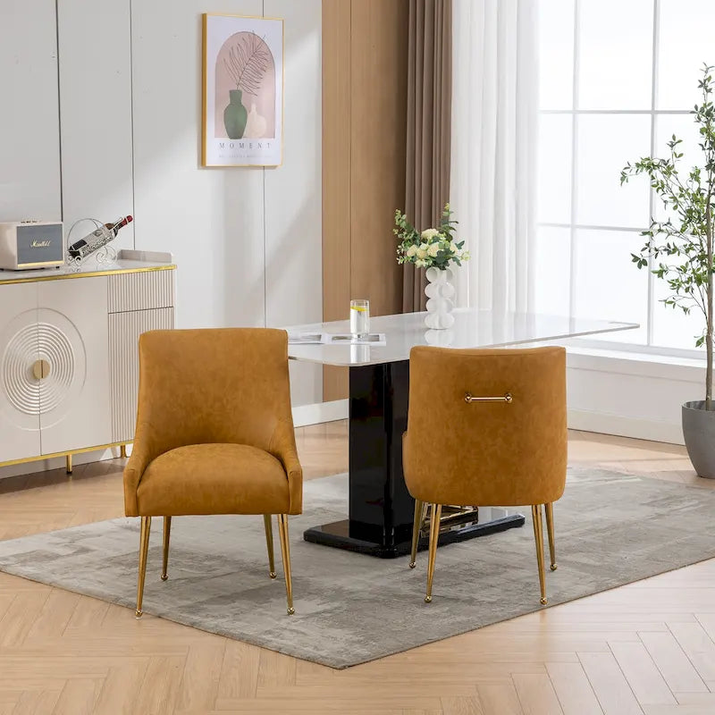 Moderner Glam Bouclé-Stuhl mit Plissee-Samtbezug für Esszimmer oder Schminktisch, 2er-Set mit Rückenlehne