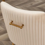 Moderner Glam Bouclé-Stuhl mit Plissee-Samtbezug für Esszimmer oder Schminktisch, 2er-Set mit Rückenlehne
