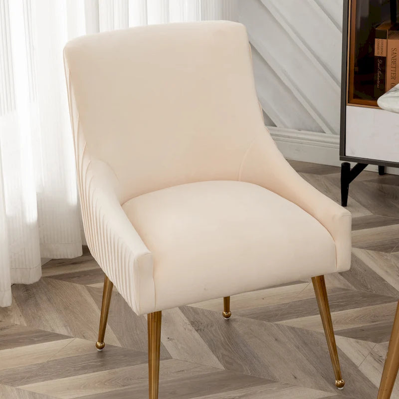 Moderner Glam Bouclé-Stuhl mit Plissee-Samtbezug für Esszimmer oder Schminktisch, 2er-Set mit Rückenlehne