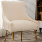 Moderner Glam Bouclé-Stuhl mit Plissee-Samtbezug für Esszimmer oder Schminktisch, 2er-Set mit Rückenlehne