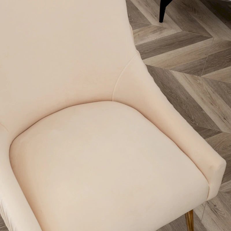 Moderner Glam Bouclé-Stuhl mit Plissee-Samtbezug für Esszimmer oder Schminktisch, 2er-Set mit Rückenlehne