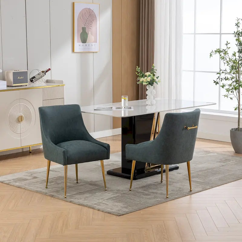 Moderner Glam Bouclé-Stuhl mit Plissee-Samtbezug für Esszimmer oder Schminktisch, 2er-Set mit Rückenlehne
