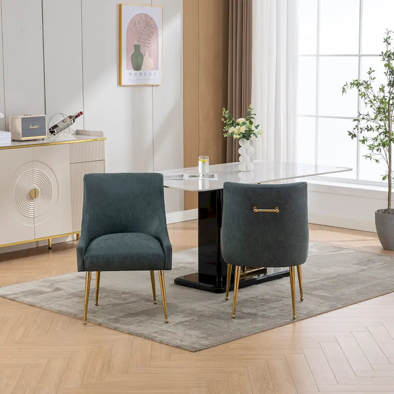 Moderner Glam Bouclé-Stuhl mit Plissee-Samtbezug für Esszimmer oder Schminktisch, 2er-Set mit Rückenlehne