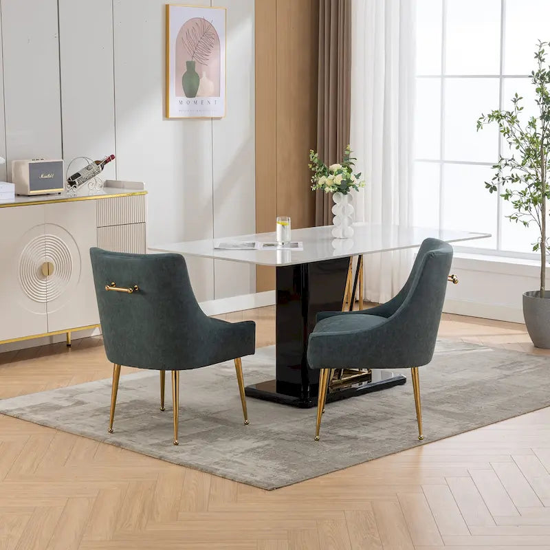 Moderner Glam Bouclé-Stuhl mit Plissee-Samtbezug für Esszimmer oder Schminktisch, 2er-Set mit Rückenlehne