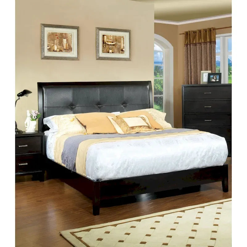 Furniture of America Digh Modern Espresso Upholstered Platform Bed