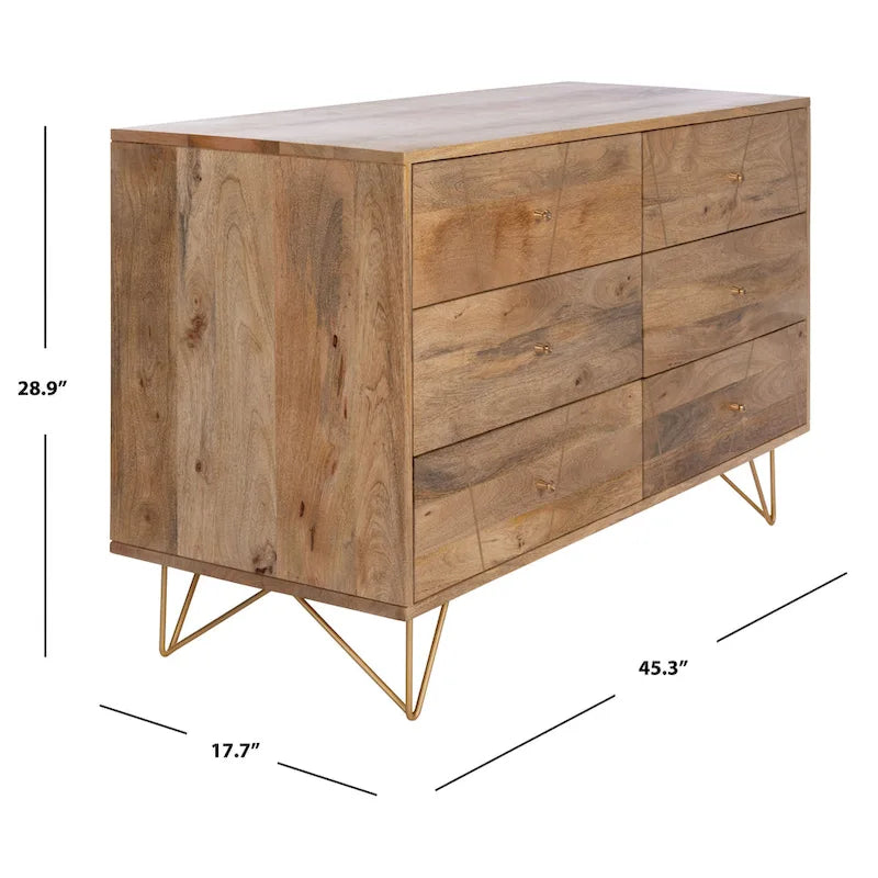 Kommode mit sechs Schubladen und Haarnadelbeinen