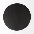 Dunkelbraunes Holz mit schwarzem Metallsockel runder Beistelltisch