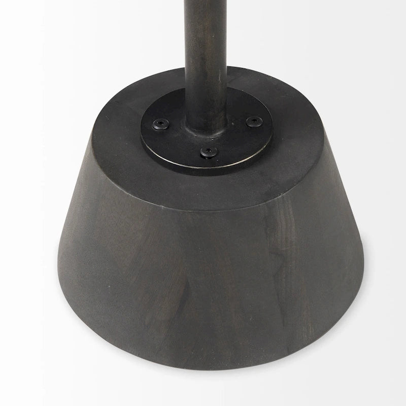 Dunkelbraunes Holz mit schwarzem Metallsockel runder Beistelltisch