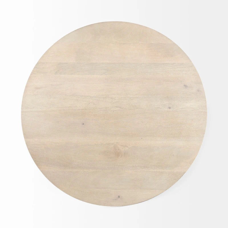 Dunkelbraunes Holz mit schwarzem Metallsockel runder Beistelltisch