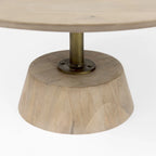 Dunkelbraunes Holz mit schwarzem Metallsockel runder Beistelltisch