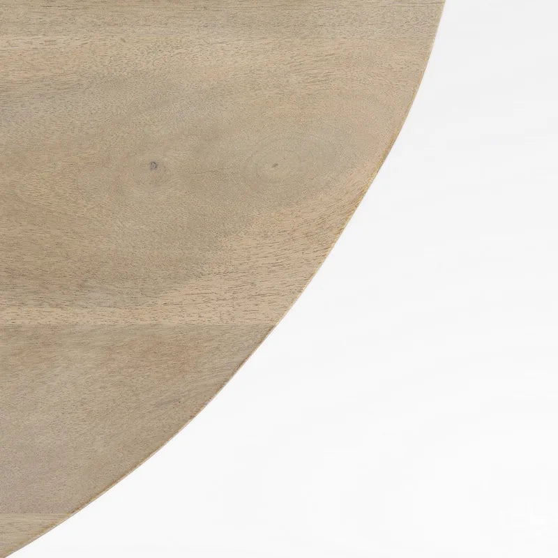 Dunkelbraunes Holz mit schwarzem Metallsockel runder Beistelltisch