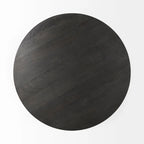 Dunkelbraunes Holz mit schwarzem Metallsockel runder Beistelltisch