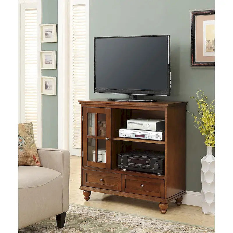 Highboy 40 TV-Schrank mit 2 Schubladen, Aufbewahrungsschrank und Regalen
