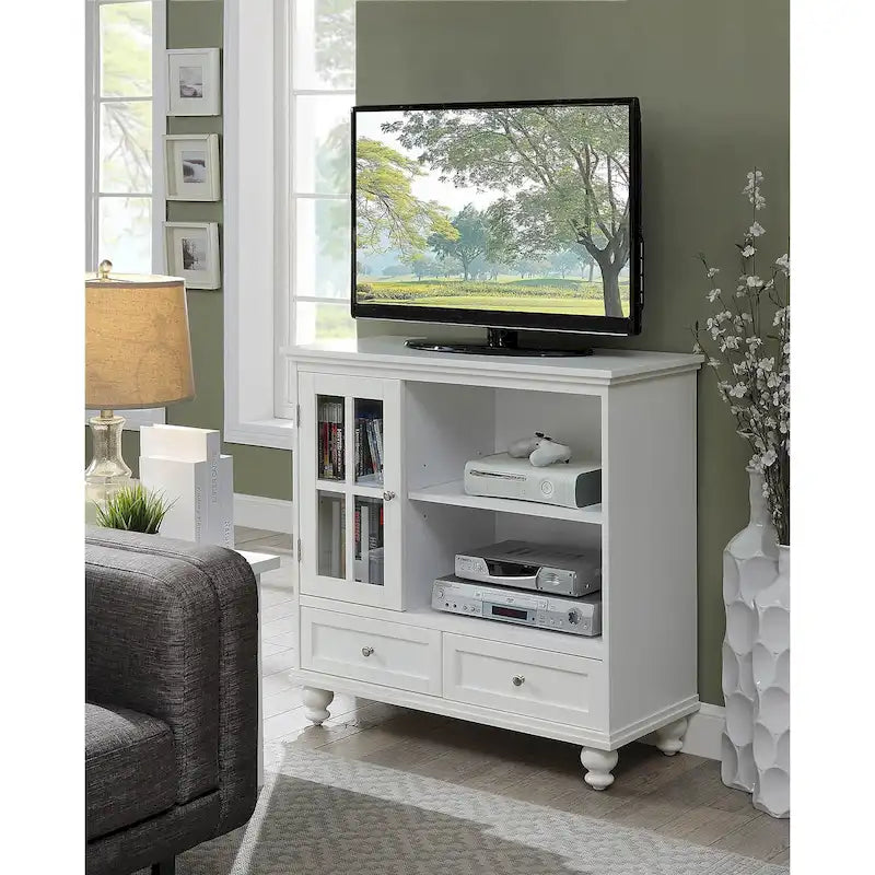 Highboy 40 TV-Schrank mit 2 Schubladen, Aufbewahrungsschrank und Regalen