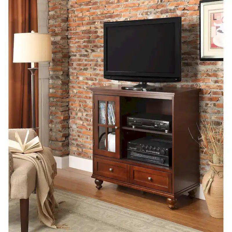 Highboy 40 TV-Schrank mit 2 Schubladen, Aufbewahrungsschrank und Regalen