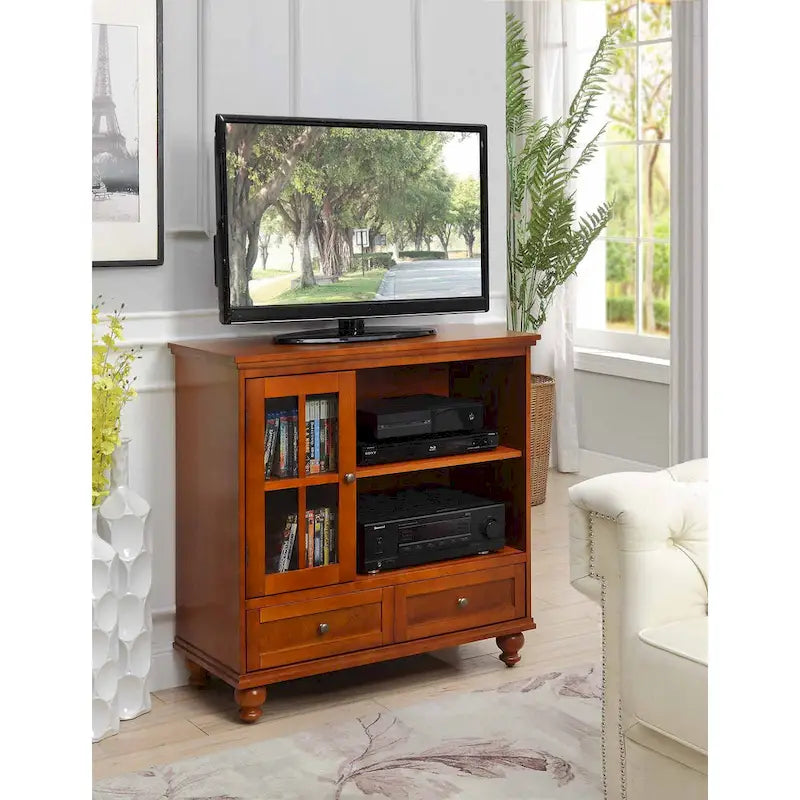 Highboy 40 TV-Schrank mit 2 Schubladen, Aufbewahrungsschrank und Regalen
