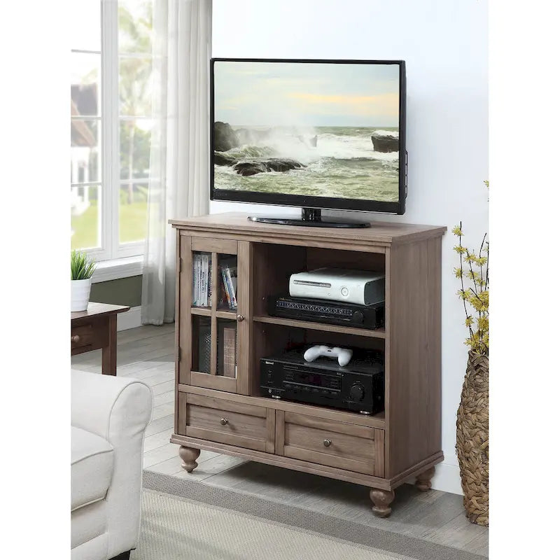 Highboy 40 TV-Schrank mit 2 Schubladen, Aufbewahrungsschrank und Regalen