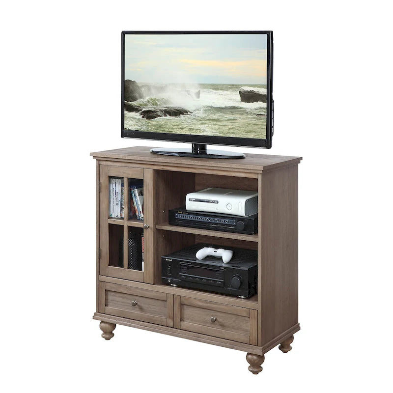 Highboy 40 TV-Schrank mit 2 Schubladen, Aufbewahrungsschrank und Regalen
