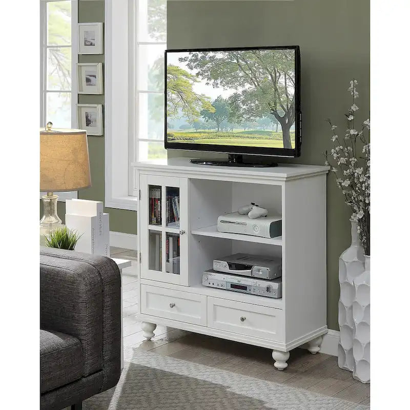 Highboy 40 TV-Schrank mit 2 Schubladen, Aufbewahrungsschrank und Regalen