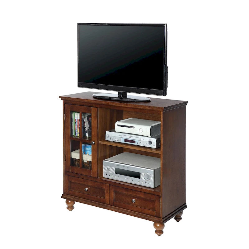 Highboy 40 TV-Schrank mit 2 Schubladen, Aufbewahrungsschrank und Regalen